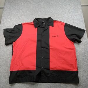 Hilton Bowling Shirt Mens 2XL Black Red Retro Button Bowling Team Rockabilly